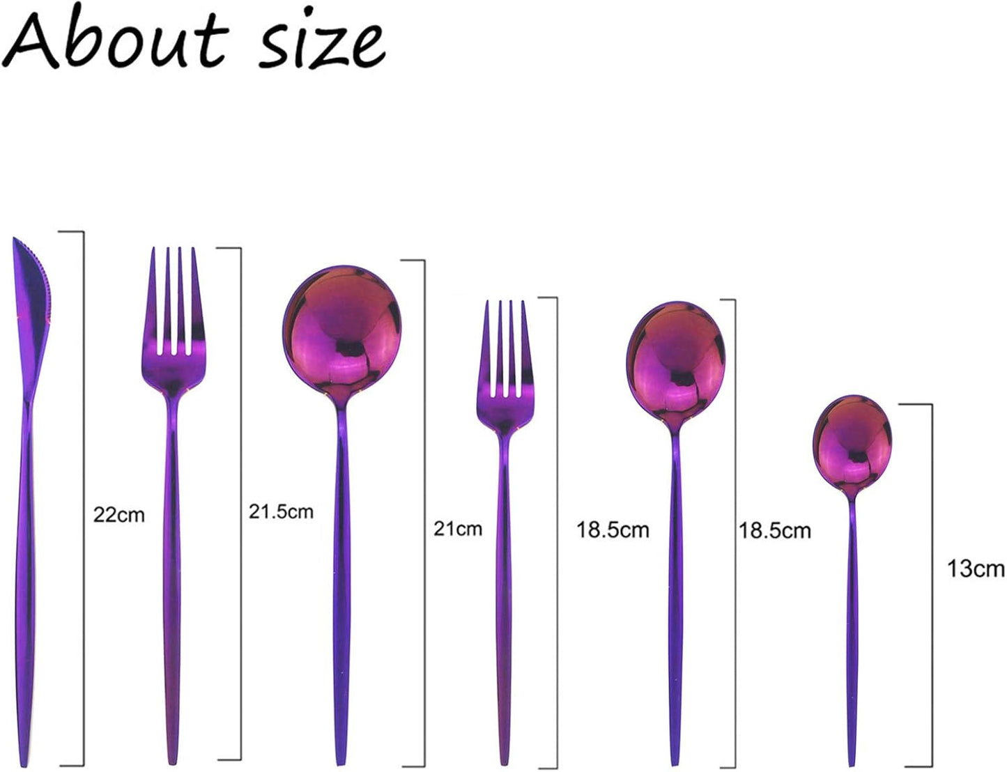 JASHII Silverware Set, Mirror Polished Purple Flatware Cutlery Set Service for 4, Shiny Finish 24 Pieces Stainless Steel Utensils Set Dinner Knife Fork Spoon Dessert Fork Salad Spoon Dishwasher Safe