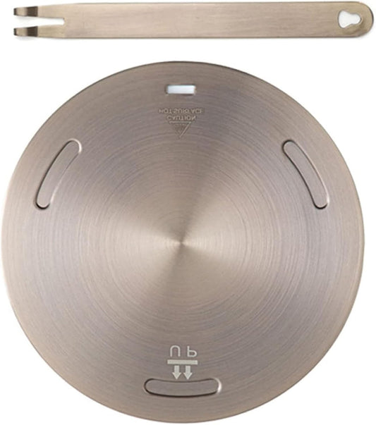 7.9 Inch Induction Converter Heat Sink Ring Plate, Stainless Steel Heat Sink Induction Plate with Stainless Steel Handle Converter