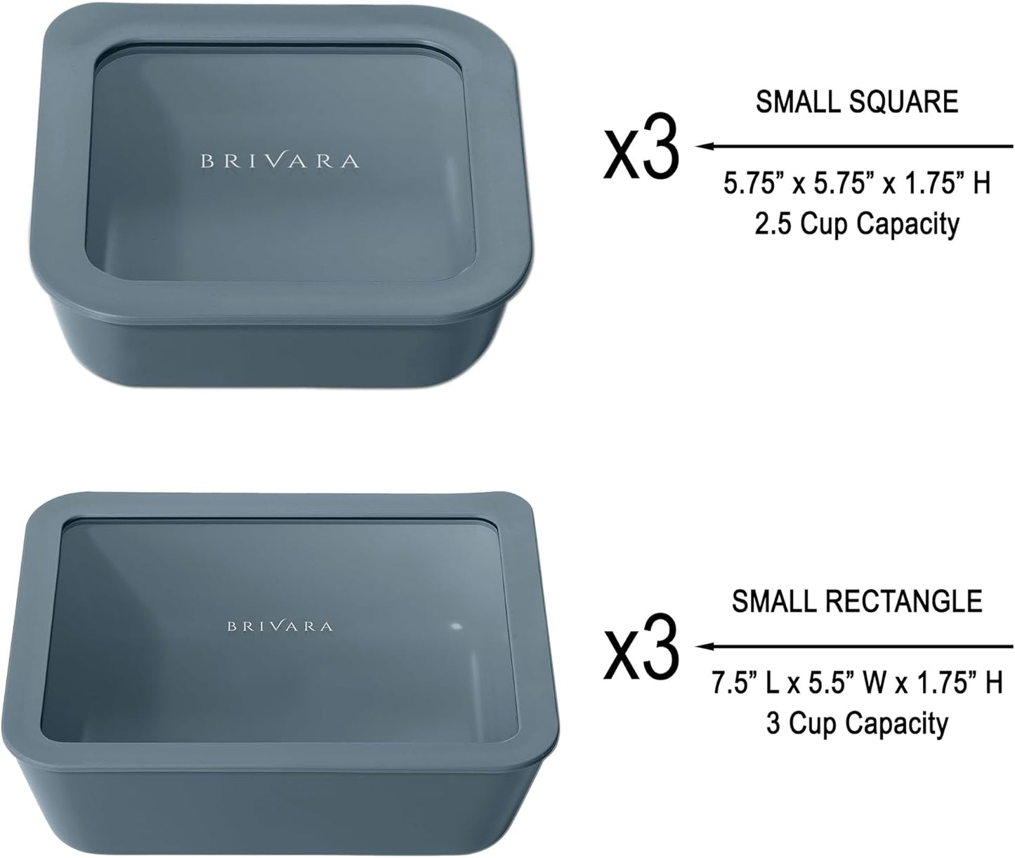 Ceramic Coated Glass Food Storage Container | No PTFE, PFOA, PFAS, and BPA | Reusable Non Toxic Meal Prep Container with Glass Lid | Easy To Store | 6 Piece Food Prep [Dusk]