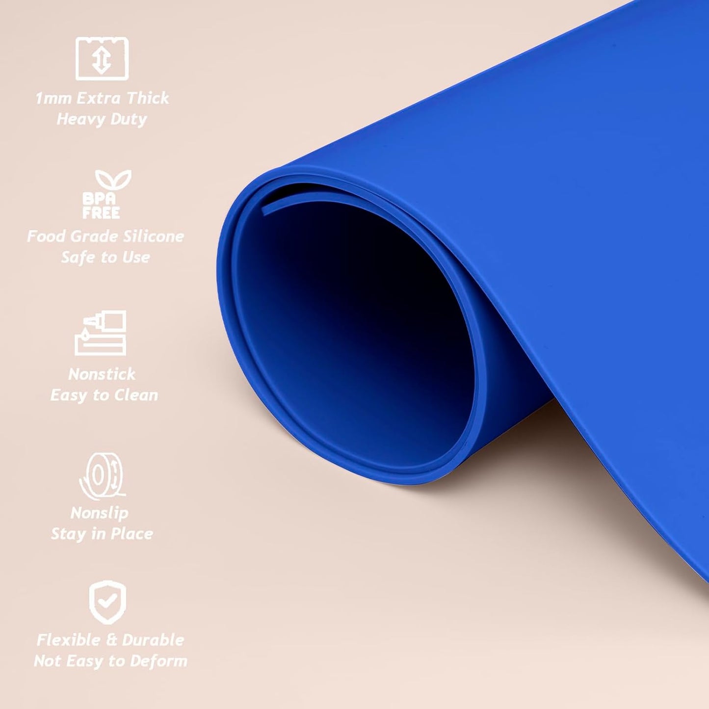 Extra Large Silicone Mat 36" x 24" Place Mats, Heat Resistant Mat for Kitchen Countertop Protector, Thick Placemats Washable Silicone Mats for Kitchen Counter Mat Dining Table Mat, Dark Blue, SAPID