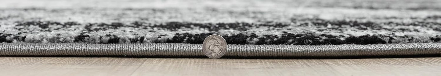 Keen Home Design Area Rugs - 10ft Round Non-Shedding, Abstract Rugs for Kitchen, Living Room, Bedroom, Dining Room, Entryway - Size: 10' Round, Abstract Black