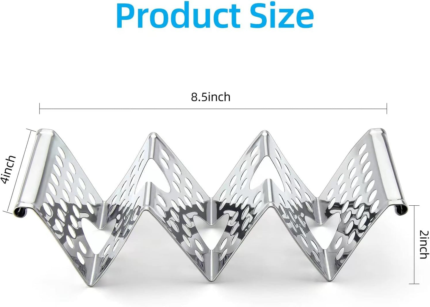 Taco Holders Set of 4, Taco Stand, Stainless Steel Taco Holder, Each Can Hold 3 Tortillas, with Easy-Access Handle, Fits Microwave, Air Fryer and Oven