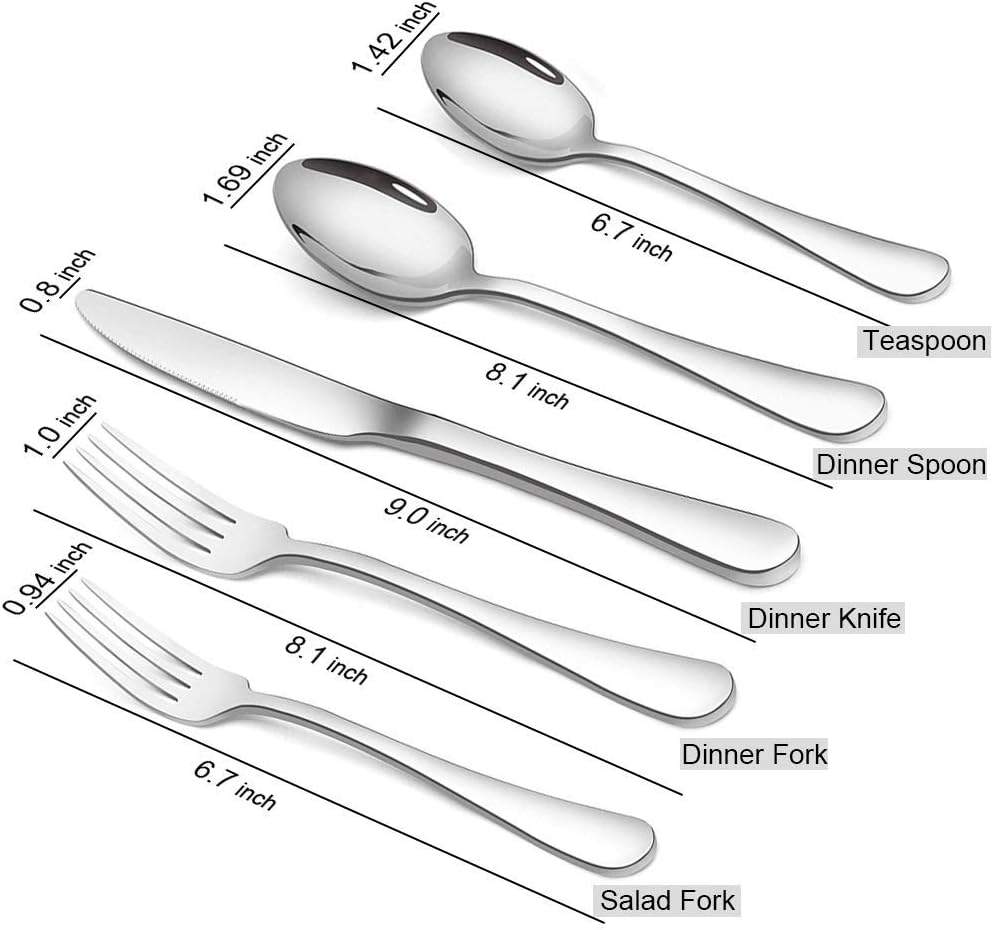 Silverware Set, Briout Flatware Set Service for 4 Stainless Steel Cutlery Set 20 Piece Include Upgraded Knife Spoon Fork Mirror Polished, Dishwasher Safe