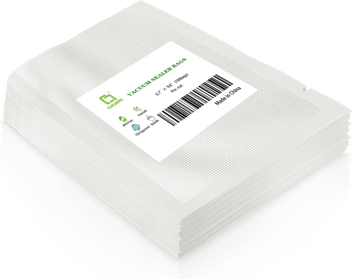 CANLENPK 6.7×9.8 Inch Vacuum Sealer Bags,Food Storage Bag,Seal Meal Snack Fruit Nut,Boil Steam Heat Freeze,Commercial Grade Heavy Duty Sealable Bags (Transparent)