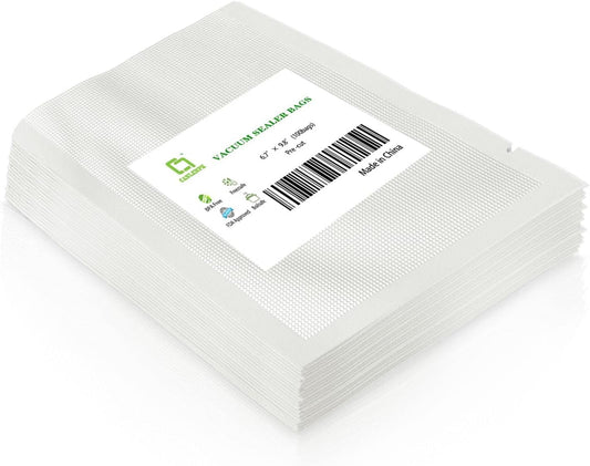 CANLENPK 6.7×9.8 Inch Vacuum Sealer Bags,Food Storage Bag,Seal Meal Snack Fruit Nut,Boil Steam Heat Freeze,Commercial Grade Heavy Duty Sealable Bags (Transparent)