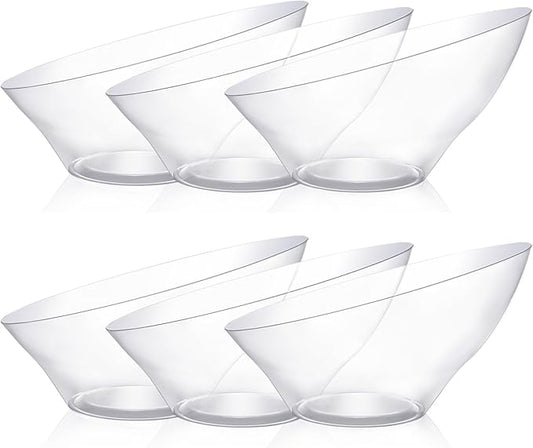 Goodluck 20 Pack Clear Plastic Serving Bowls for Party - 20 OZ Angled Disposable Serving Bowls for Wedding Party Chip, Candy, Salad & Fruit