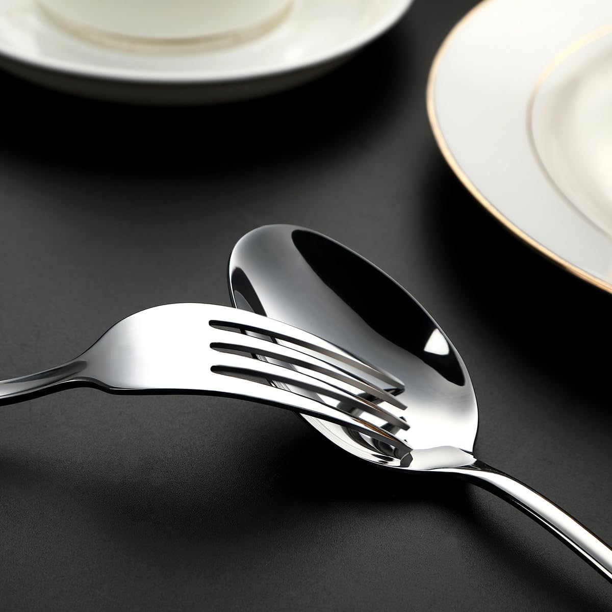 WYT Dinner Spoons Set for 8, Stainless Steel 8-Piece Flatware Spoons Set, Modern Silverware Dinner Spoon, Mirror Polished, Dishwasher Safe, 7.9 Inches