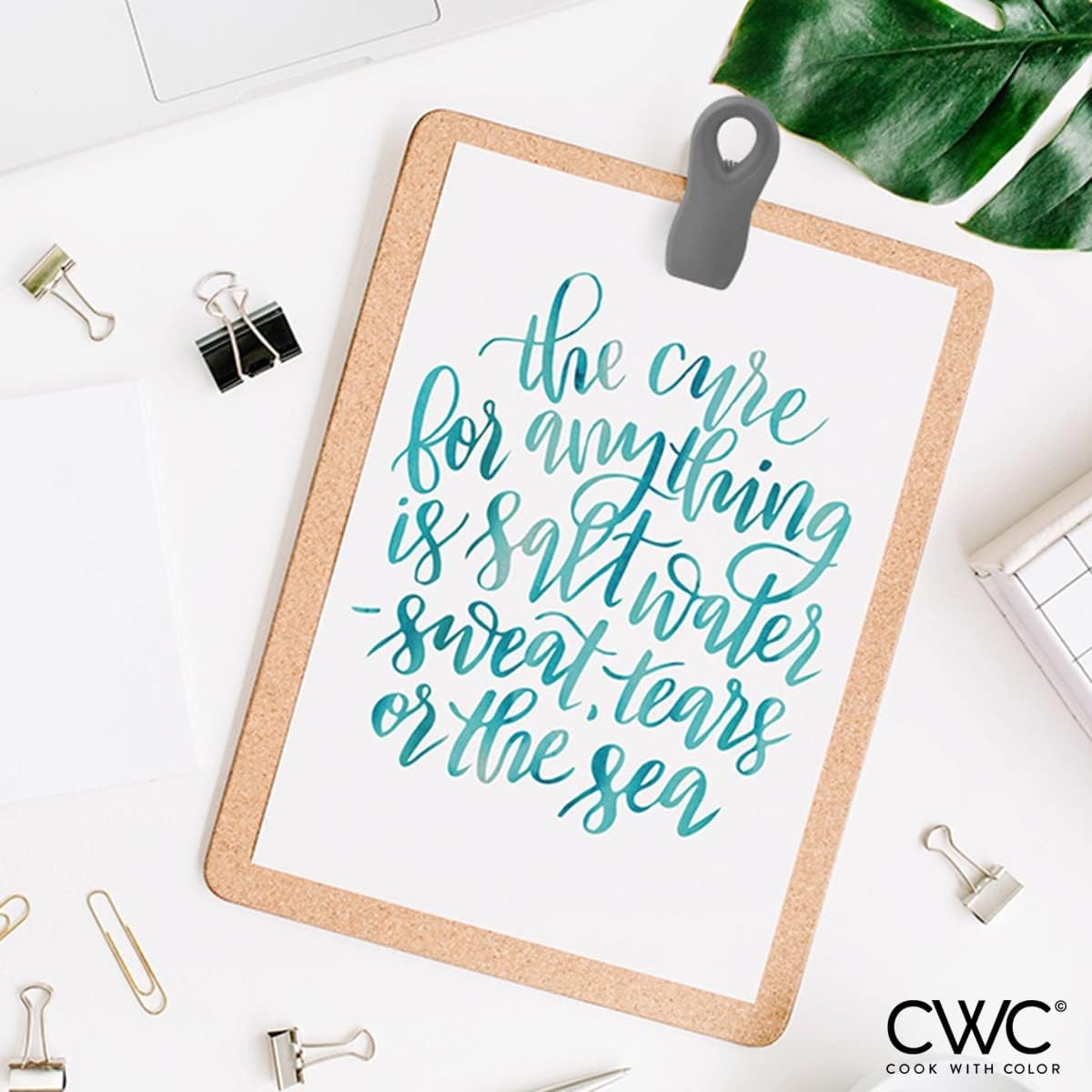 COOK WITH COLOR Bag Clips with Magnet - Chip Clips, Food Storage with Airtight Seal Grip for Bread, Snack and Food Bags (Grey Ombre, Pack of 10)