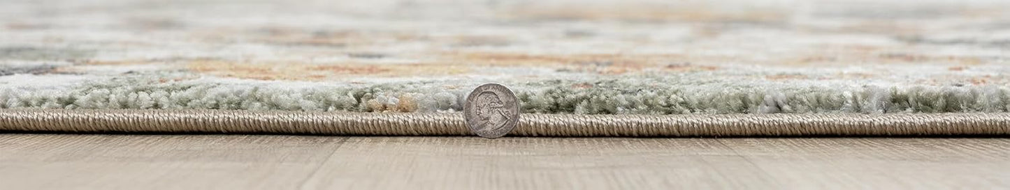 Keen Home Design Area Rugs - 5ft Round Non-Shedding, Abstract Rugs for Kitchen, Living Room, Bedroom, Dining Room, Entryway - Size: 5'3" Square, Multi