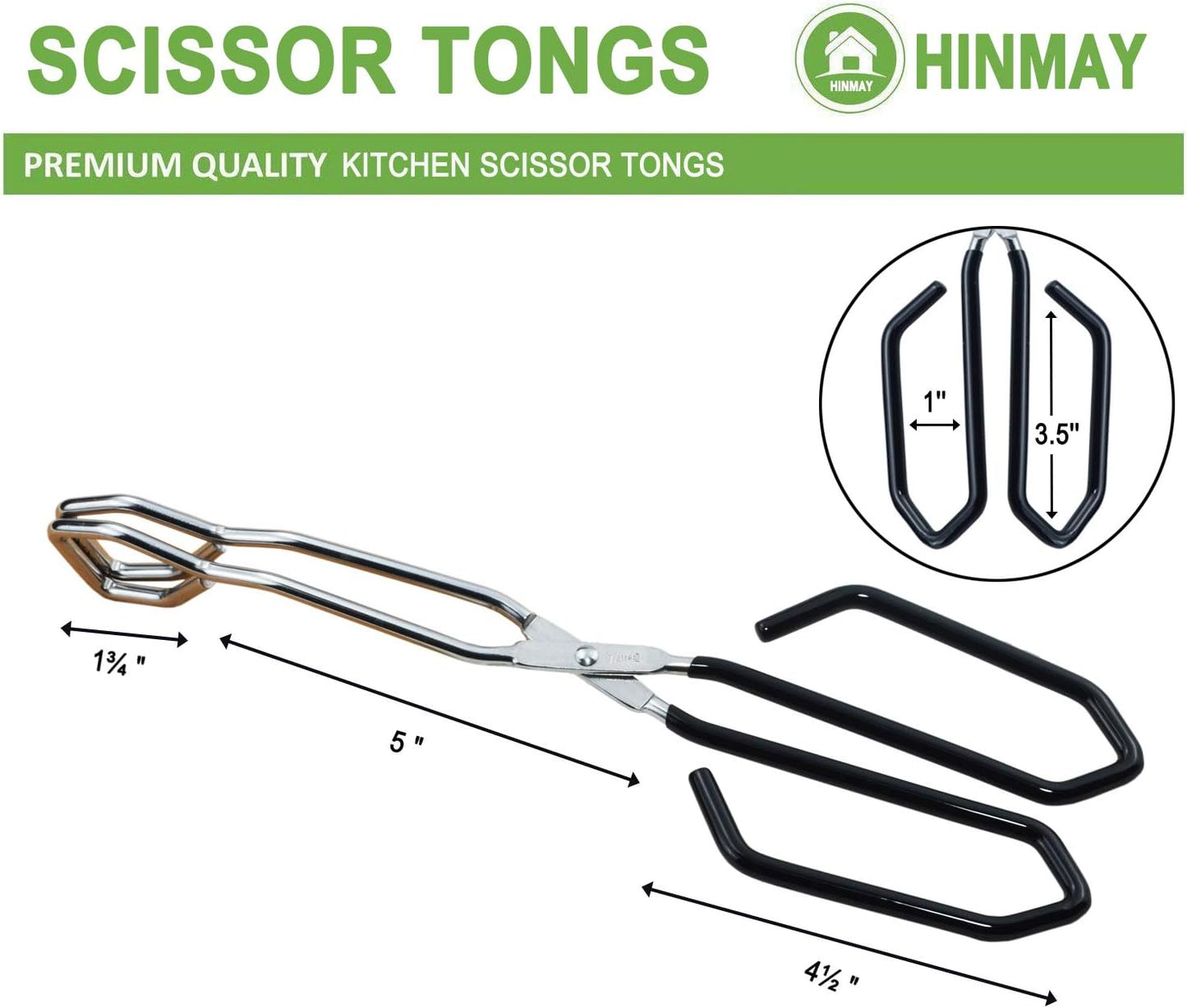 Scissor Cooking Tongs 11-Inch Stainless Steel Wire Tongs Kitchen Scissor Tongs, Set of 2