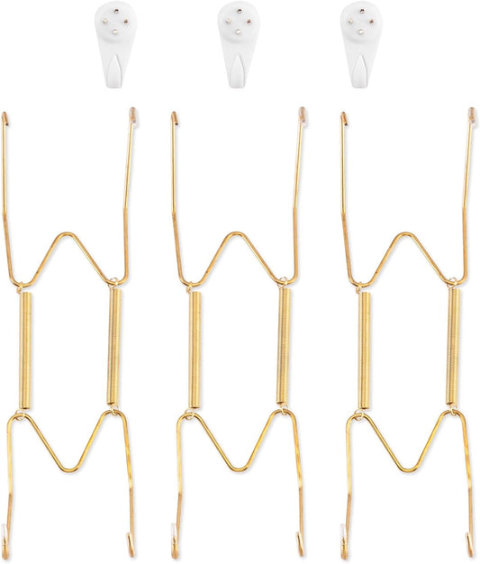 Bilillo 3 Pack Plate Hangers for Wall, Suitable for 8-10 Inch Art, Stainless Steel Invisible Heavy Duty Wire Holder With Wall Hooks for Displaying Plates, Platters, Dishes