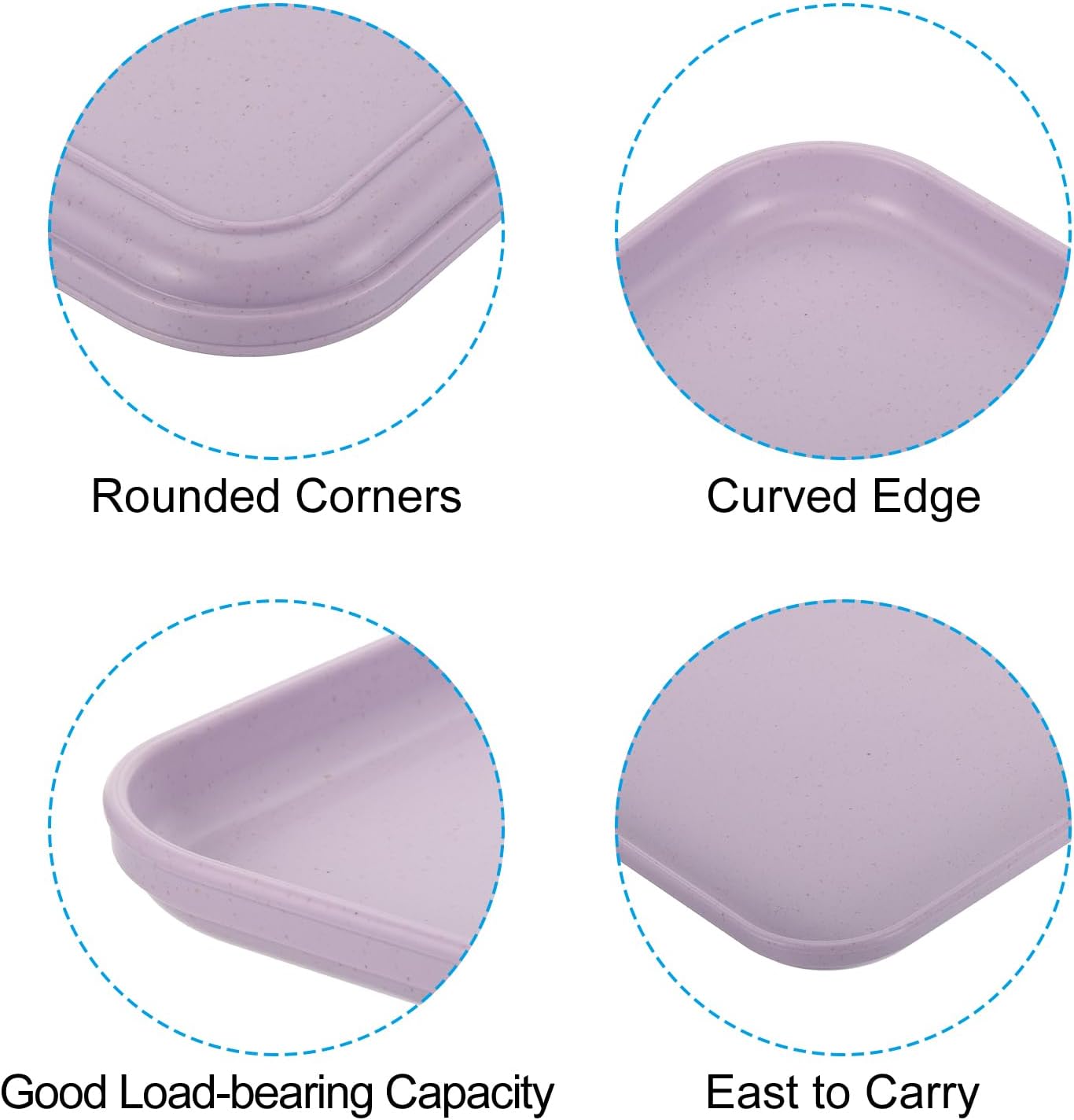 PATIKIL 12x9 Fast Food Tray, 2 Pack PP Plastic Reusable Multi-Purpose Non-Slip Rectangle Serving Tray for Cafeteria Restaurant Home Kitchen, Purple