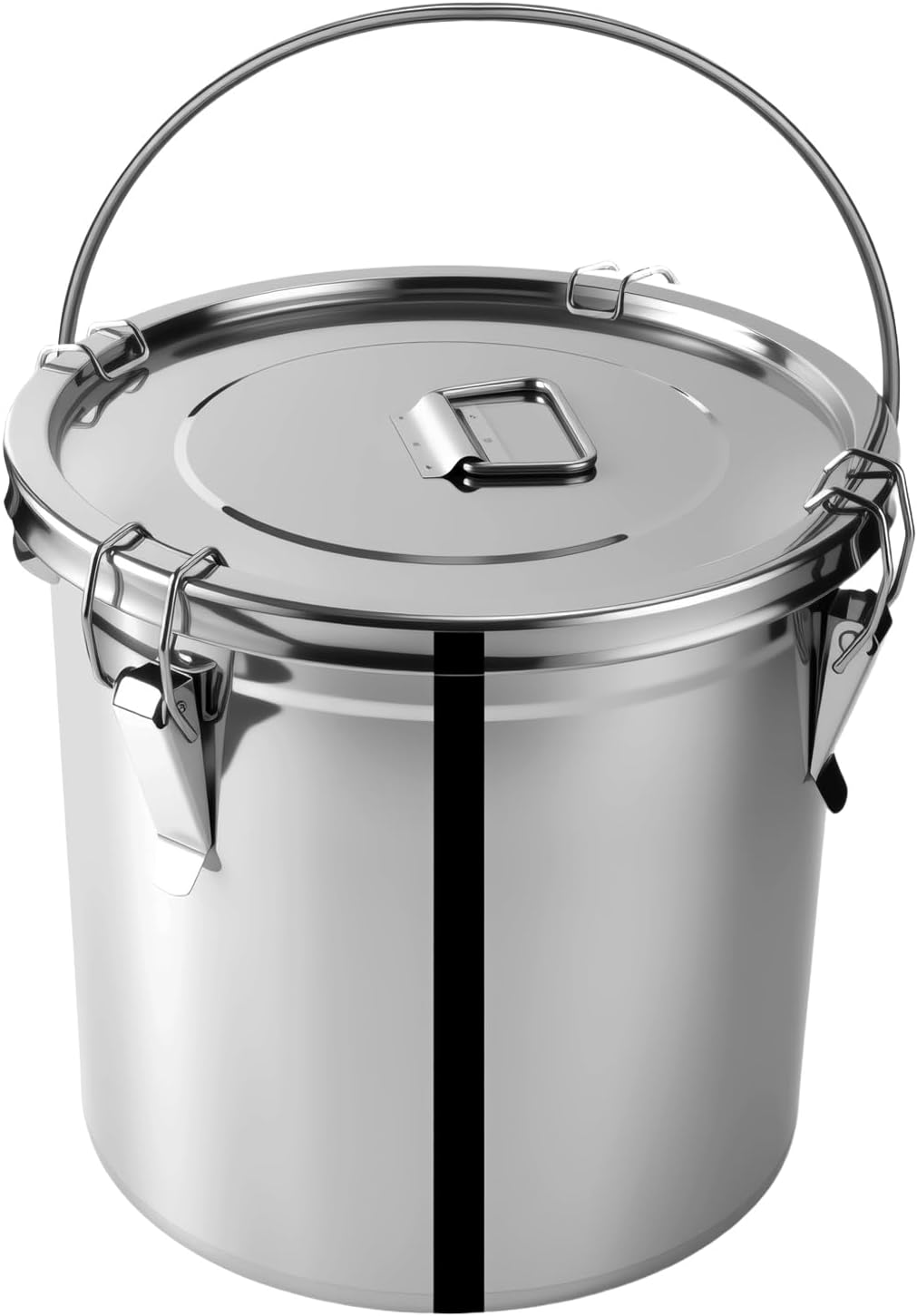 304 Stainless Steel Airtight Canister, 12L/3.1 Gal Food Storage Containers with Lids and 4 Locking Clamp for Bean Flour Oil Sugar Milk Storager Bucket (Handheld)