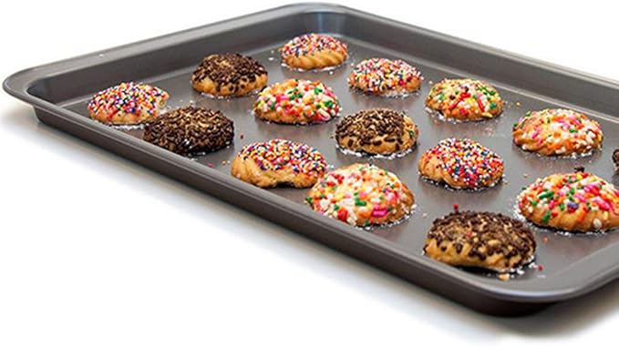2PCS Cookie Sheet 10x14.5 Inch (Inner 9x13) Baking Sheet Nonstick Heavy Carbon Steel Baking Pans Bakeware