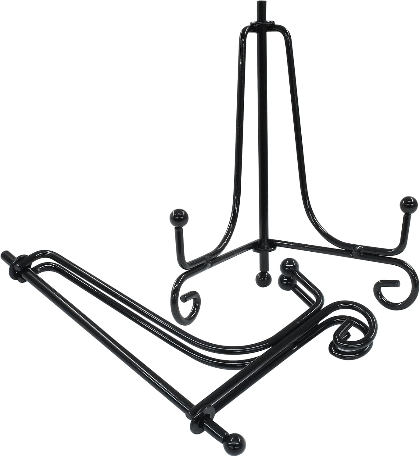 Hordion 2 Pack Plate Stand, 4 Inch Black Iron Easel Photo Display Stand Plate Holder for Picture Frame Book Tabletop Art Platter