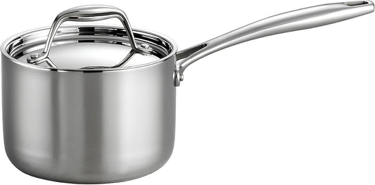 Tramontina Signature Tri-Ply Clad Stainless Steel 1.5-Quart Sauce Pan with Lid, Induction-Ready, Dishwasher-Safe, NSF-Certified, Made in Brazil