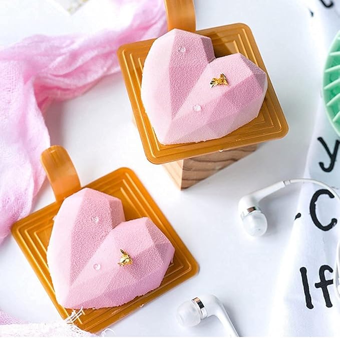 8 Cavity Diamond Love Heart-Shaped Silicone Molds for Sponge Cakes Mousse Chocolate Dessert Bakeware Pastry Mould