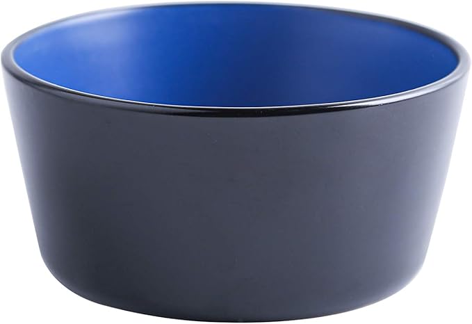 Stone Lain Albie Stoneware 32-Piece Modern Dinnerware Set, Kitchen Plates and Bowls Sets, Dish Set for 8, Blue and Black