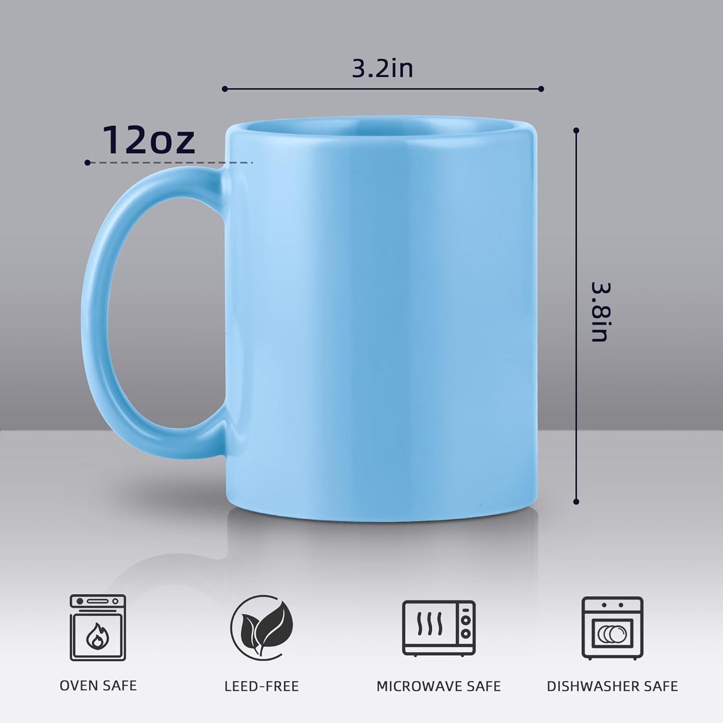 12oz coffee mug set of 6 Coffee Mugs for Coffee, Tea, Cocoa, Milk（ Multiple color）