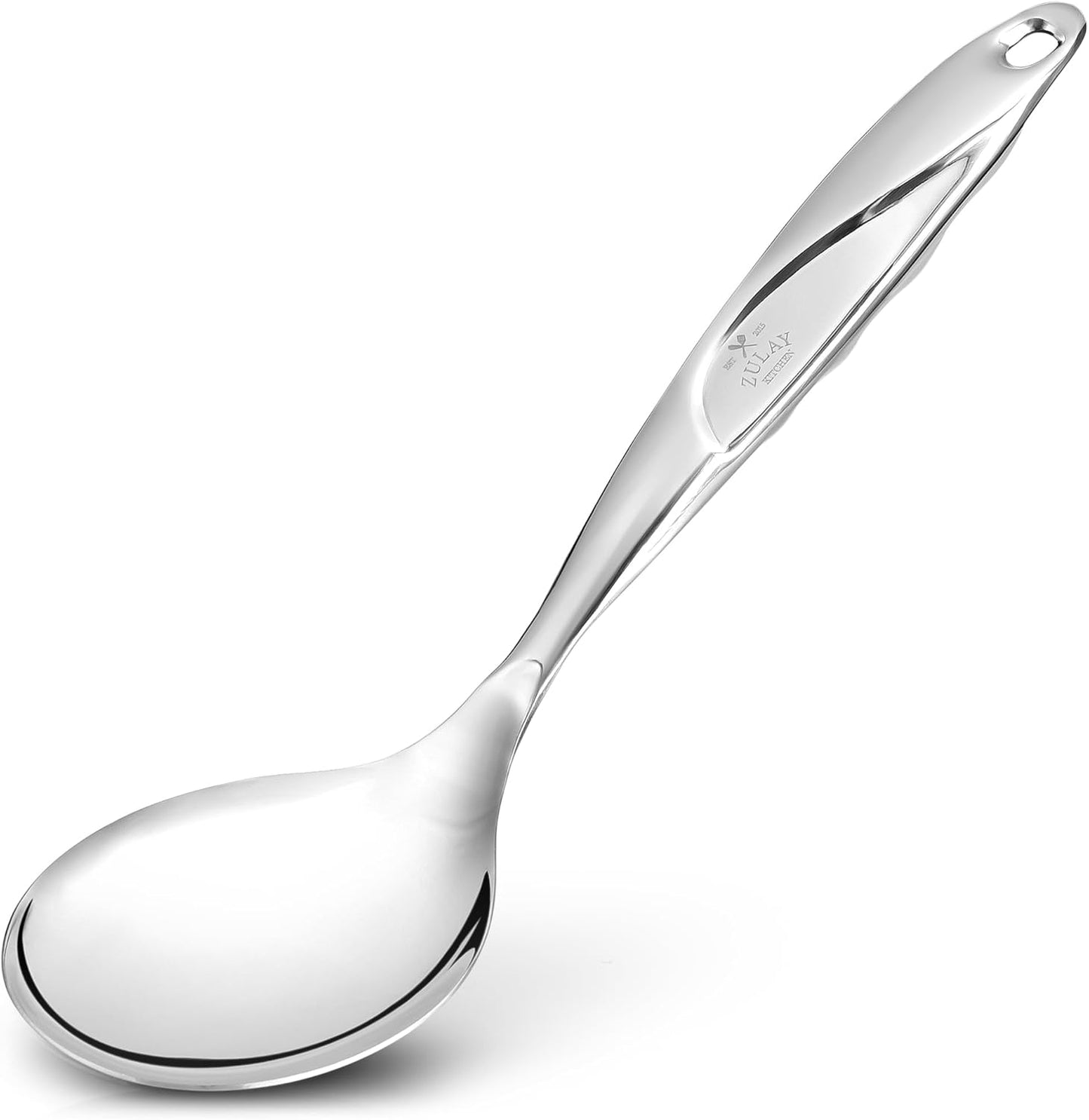 Zulay Kitchen Stainless Steel Serving Spoon - 11.5” Large Cooking & Serving Spoon with Ergonomic Handle - Durable, Rust-Resistant & Dishwasher Safe Kitchen Utensil for Cooking and Buffets