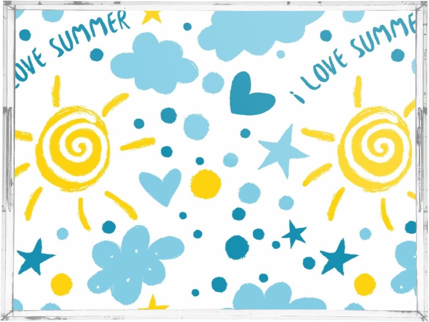 Acrylic Serving Tray with Handles Spill Proof Kitchen Storage Tray Clear Decorative Tray Makeup Drawer Organizer Storage Tray for Bathroom Living Room Ottoman 15.7x11.8Inches