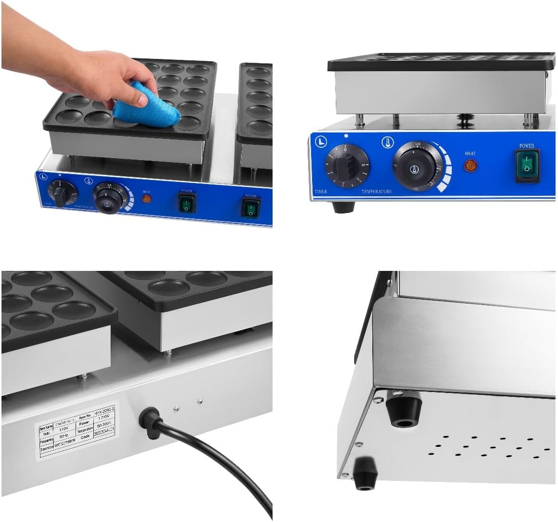 50 Holes Mini Dutch Pancakes Maker,Mini Dutch Pancake Baker,Nonstick Waffle Maker Machine,Electric Pancake Maker for Restaurants Household 110V…