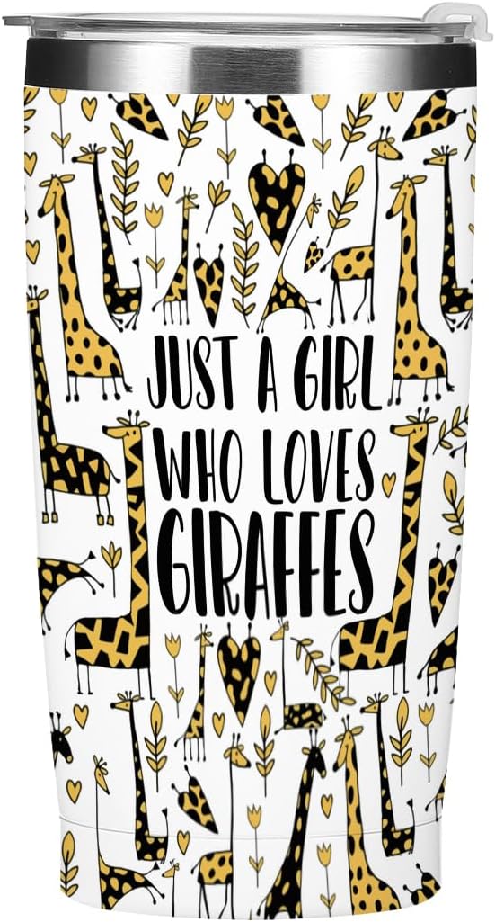Giraffe Gifts Tumbler, Giraffe Decor 20 oz Stainless Steel Coffee Mug，Travel Cup，Insulated Cup with Lid for Car, Perfect Gifts for Women Friend Animal Lover Girl Christmas Birthday