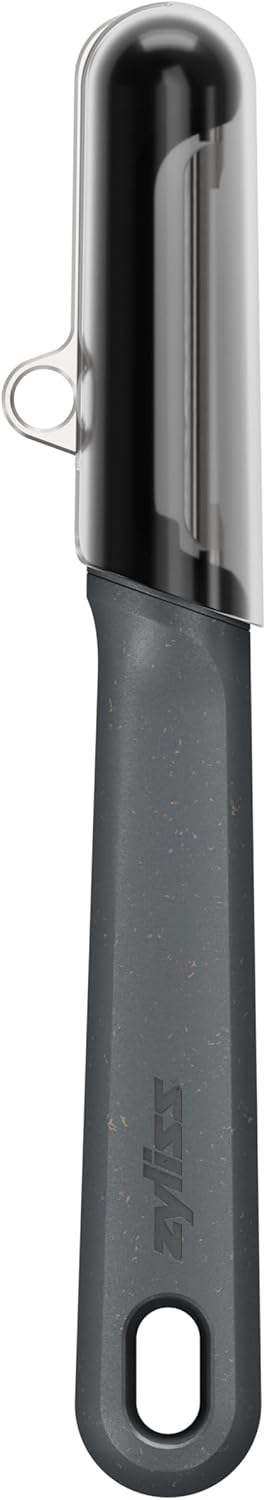 Zyliss Swivel Peeler – Ultra-Sharp Stainless Steel Blade for Potatoes, Carrots & Soft Fruits – Ergonomic Wheatstraw Grip – Built-in Eye Cutter & Safety Cover – Dishwasher Safe – Vegetable Peeler