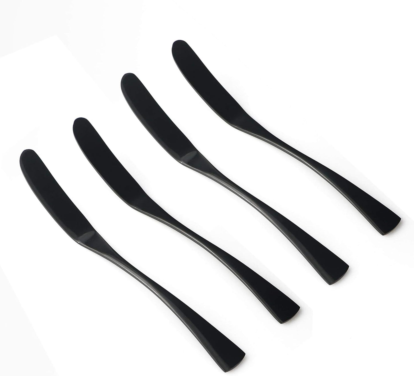 4-Pieces 18/10 Stainless Steel Butter Knife Set, Butter Spreader, Breakfast Spreads,Cheese and Condiments, Mirror Polishing Black