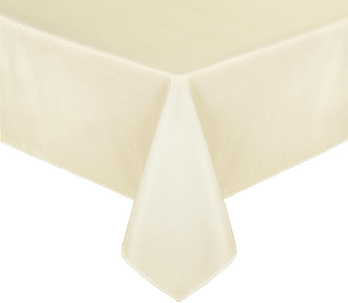 JIUZHEN Rectangle Table Cloth Faux Linen Farmhouse Tablecloth Wrinkle and Stain Resistant Decorative Fabric Table Cover for Kitchen, Dining Room, Parties and Camping, Champagne, 54 x 80 Inch