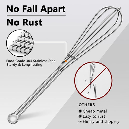 Walfos Mini Whisks, Small Whisk Bulk 304 Stainless Steel 6 Pieces, 5 Inch Tiny Whisk For Whisking, Beating Eggs, Mixing Sauces, Blending Ingredients