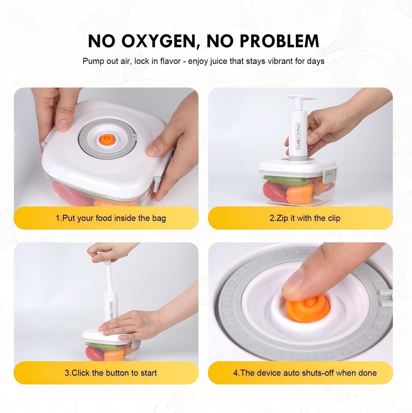 Vacuum Seal Food Storage Containers Set for Meal Pre, Snack, Veigges, Fruits - BPA-Free Kitchen Organizers with Lids, Suitable as Lunch box, Fridge & Dishwasher Safe - 1L+2L