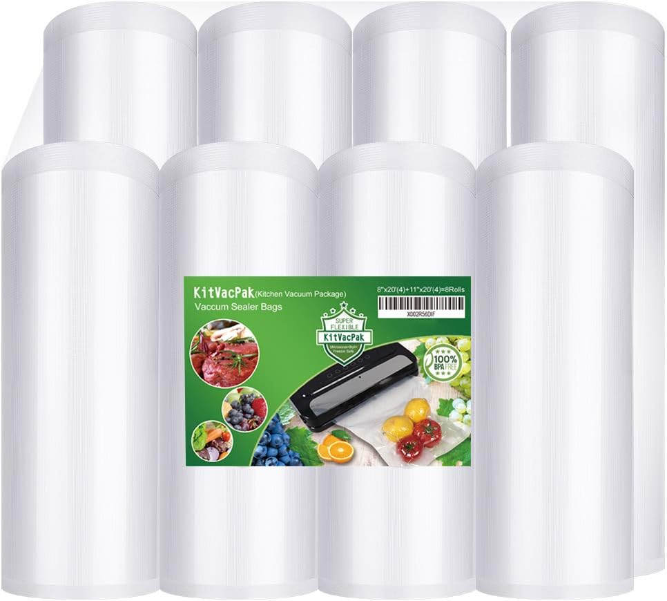 8 Pack 8"x20'(4Rolls) and 11"x20' (4Rolls) Vacuum Sealer Bags Rolls with BPA Free and Heavy Duty,Commercial Grade Vacuum Seal Freezer Bags Rolls Compatible with Any Type Vacuum Sealer