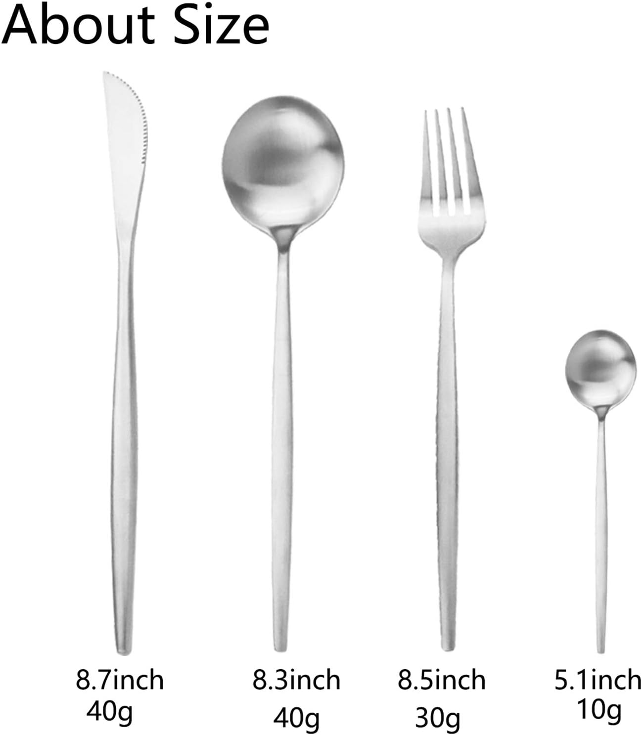 JASHII Silverware Set, 24-Piece Stainless Steel Flatware Set,Kitchen Utensil Set Service for 6,Tableware Cutlery Set for Home, Dishwasher Safe (Matte Silver)