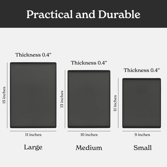 SMIRLY Plastic Cutting Board Set 3 Pieces, Non-Slip Dishwasher Safe Chopping Boards for Kitchen, Dark Grey