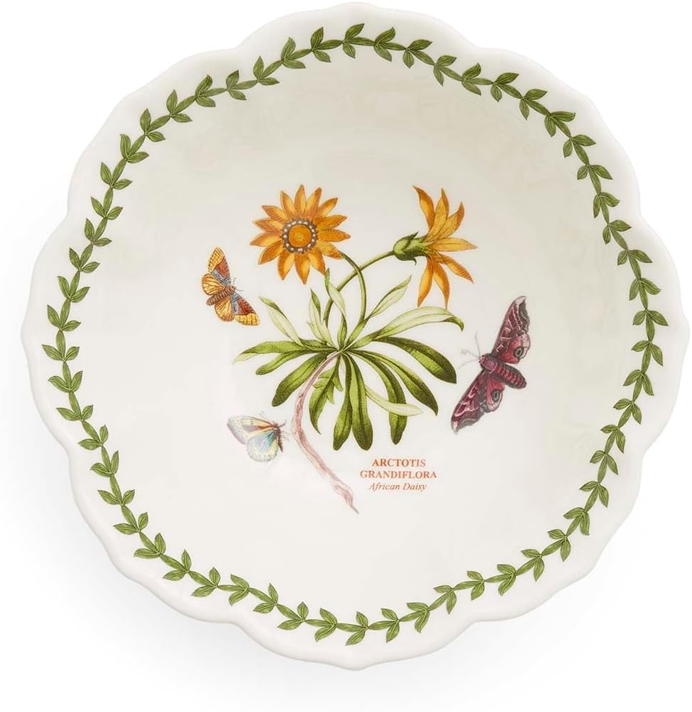 Portmeirion Botanic Garden Lotus Blossom Bowl, Set of 4 - African Daisy Floral Design - 6" Porcelain Dishes for Breakfast, Snacks, Sides or Desserts - Microwave, Oven, Freezer & Dishwasher Safe