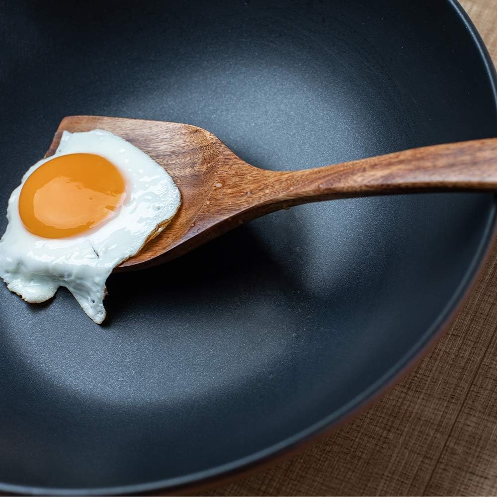 Wood Kitchen Utensils Set, 5 PCs Natural Acacia Wooden Spoons For Cooking for Non-stick Skillet, Utensil set For Cooking With Soup Ladle and Wok Spatulas, Salad fork, Spurtles for Cooking