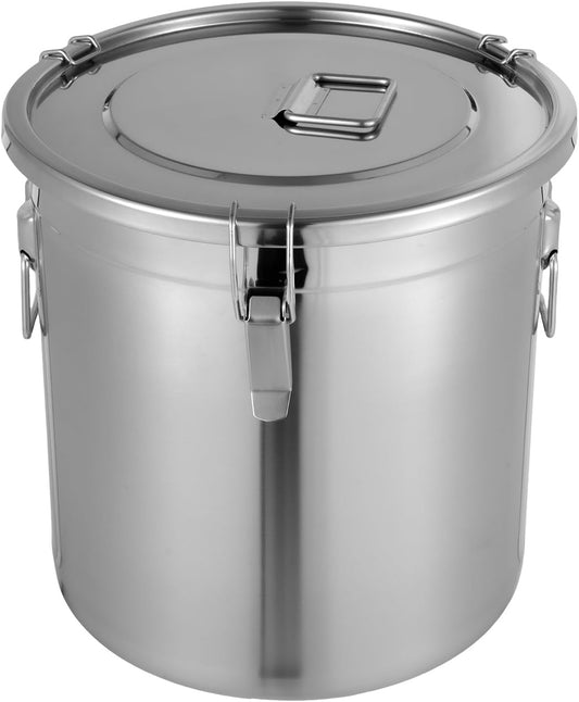 33L Stainless Steel Storage Bucket, Food Storage Containers With Lids and Sturdy Locking Clamp, 10-21lbs Metal Storage Bucket for Rice, Flour, Grain, Coffee Bean(33L)