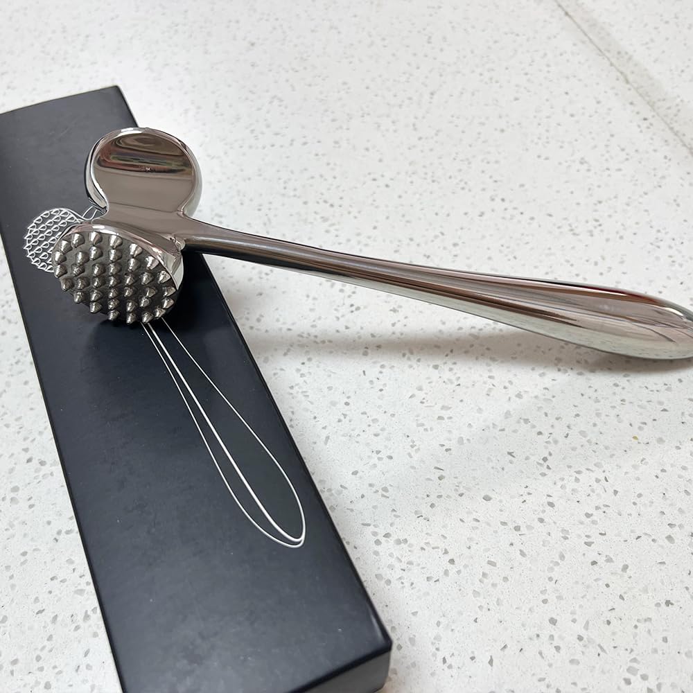 304 stainless steel meat tenderizer, meat tenderizing hammer, double-sided meat hammer chicken meat grinder, heavy-duty meat pounder for steaks and beef, kitchen cooking mallet