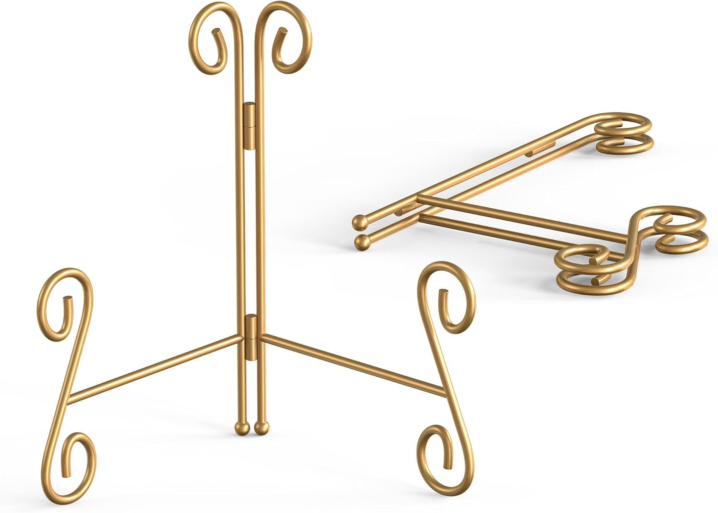 Gold Plate Stand, 6 Inch Decorative Holder for Displaying Platters, Heavy-Duty Metal Easel Stand for Picture, Photo Frame, Books and Round Objects, 2-Packs