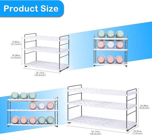 3-Shelf Water Bottle Organizer for Cabinet, Adjustable Tumbler Storage for Kitchen Organization,Drink and Water Bottle Storage for Pantry,Expandable Kitchen Organization，Water Bottle Holder
