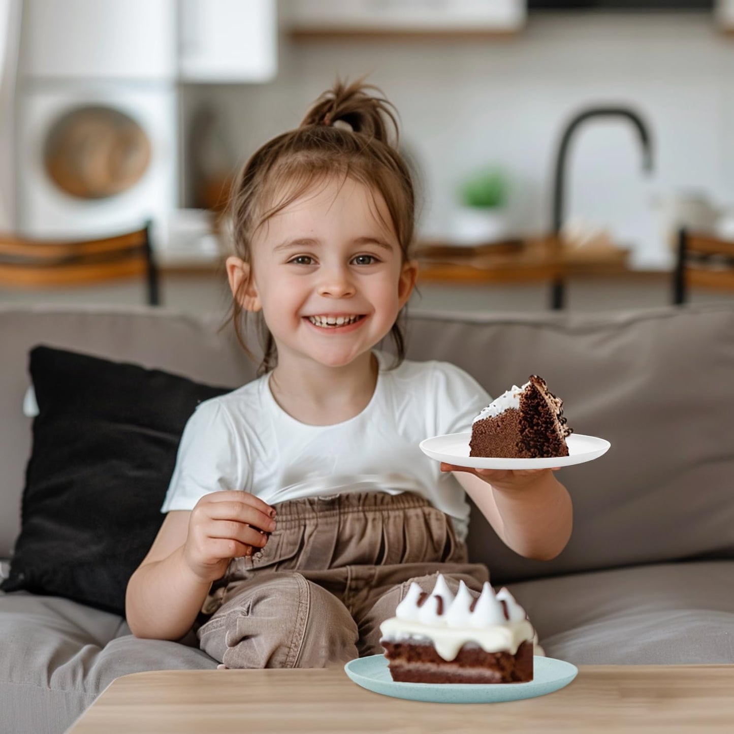 Homienly Dessert Plates Set of 8 Wheat Straw Mini Dinner Plates for Snack, Appetizer and Side Dish (Island Series)