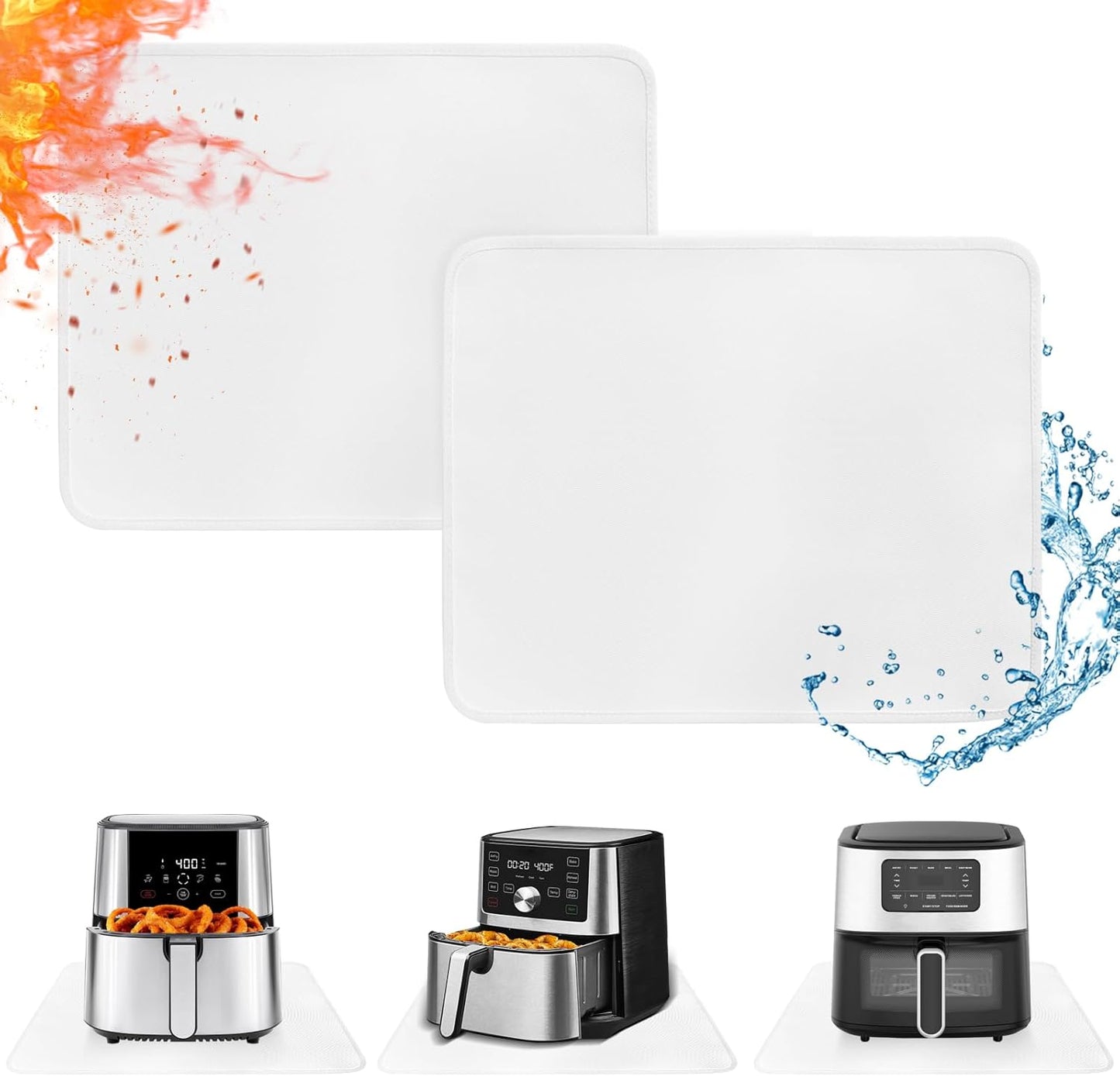 Heat Resistant Mats for Countertop - Fireproof 16x20 in Heat Resistant Mats for Air Fryer - Kitchen Countertop Protector Hot Pad for Air Fryer, Coffee Maker, Stand Mixer, Oven 2PCS - White