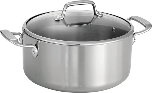 Tramontina Tri-Ply Clad Stainless Steel 5-Quart Dutch Oven Pot with Glass Lid, Induction-Ready, Dishwasher-Safe, NSF-Certified
