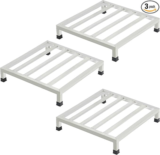 3 Packs Dunnage Rack 19.7x19.7x4 inch Stainless Steel Dunnage Racks Commercial Food Service Storage Rack for Restaurants Kitchen Warehouse Supermarket