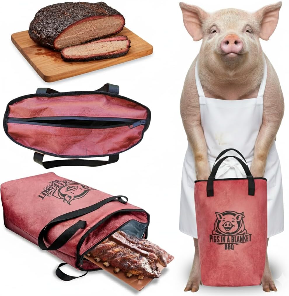 BBQ Blanket for Resting Meat - Washable Insulated BBQ Bag (18in) – Reusable Meat Resting Cooler, Smoker Bag for Meat, Brisket/Turkey/Pork Warmer, Grill Gifts for Men
