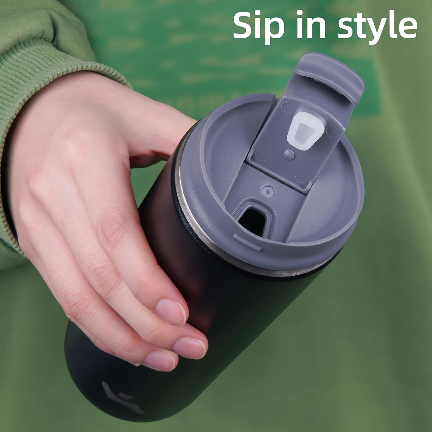 Tumbler with Lid, 12 oz Travel Coffee Mug Double Wall Vacuum Stainless Steel Thermal Metal Cup Insulated Water Bottle,Black