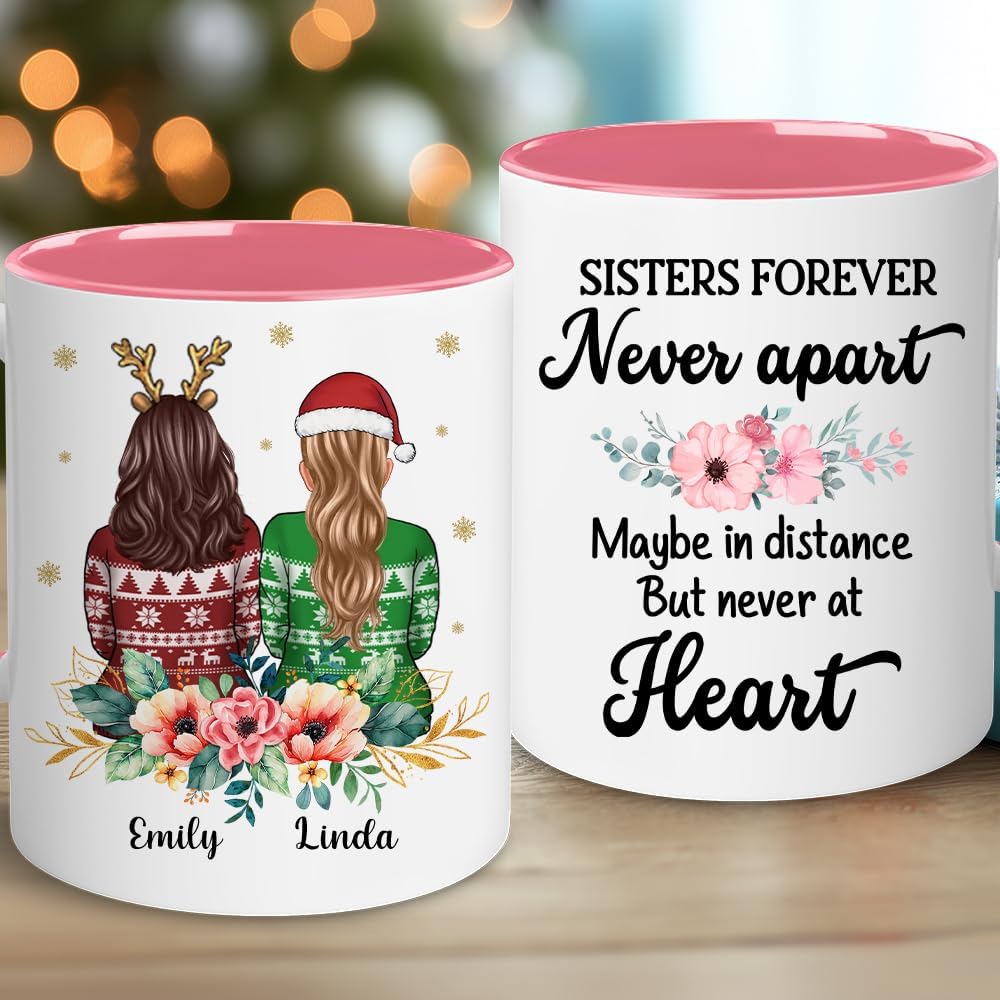 Personalized Bestie Cup - Christmas, Birthday Mug For Sister, BFF - Friendship Gift For Sisters, Besties, Best Friends - Sisters Forever - Birthday Moving Away Gifts BFF, Friend, Women, Her