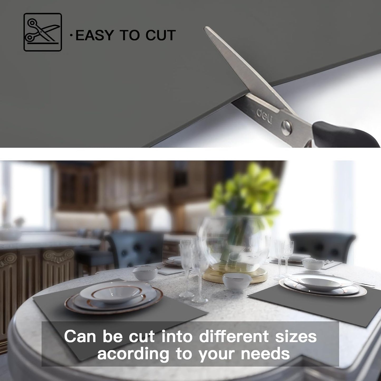 Extra Large Silicone Mat 31.5"x23.6"x0.08”, Multipurpose Silicone Mat Thick Heat Resistant Mat, Nonstick Kitchen Counter Mat, Waterproof Nonslip Silicone Mats for Kitchen Counter, Semitransparent