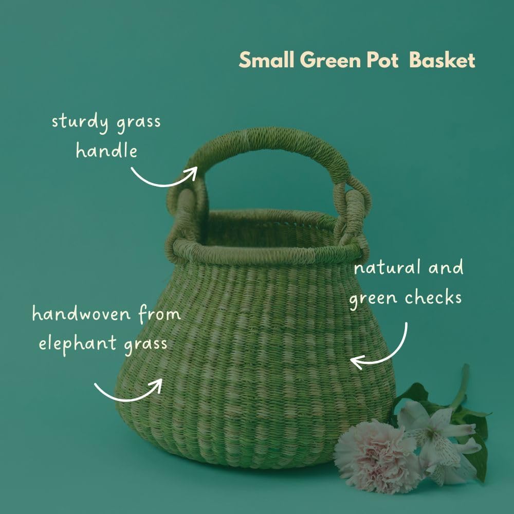 Small Green Pot Decorative Basket for Living Room, Shelf Basket, Home Decor, Fruit Bowl, Kitchen Countertop Storage, Harvesting, Wicker, Woven